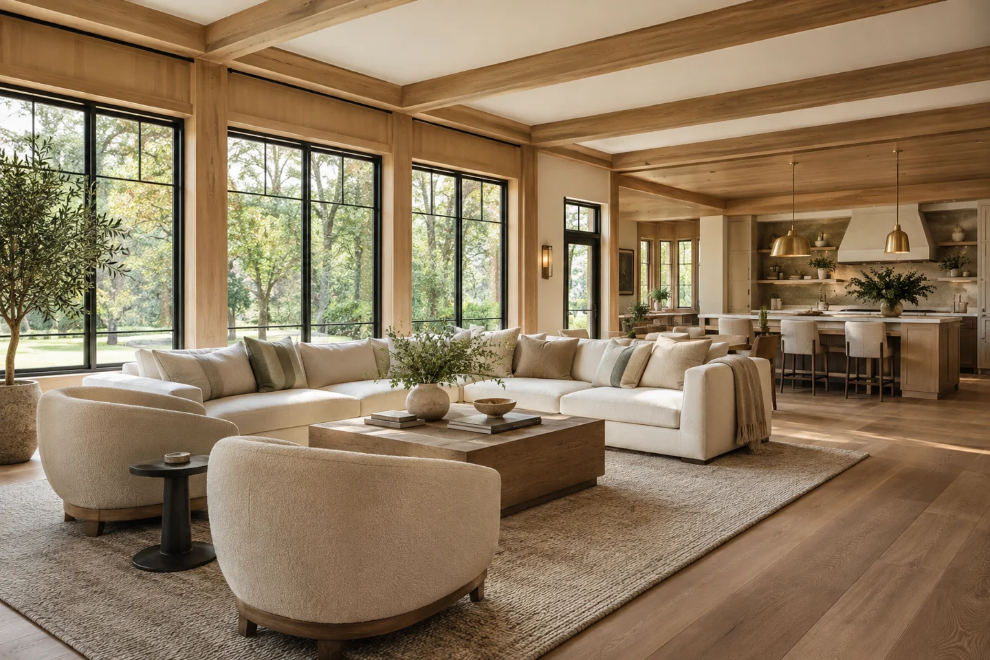 Home inspiration: oak-finished living room with large windows